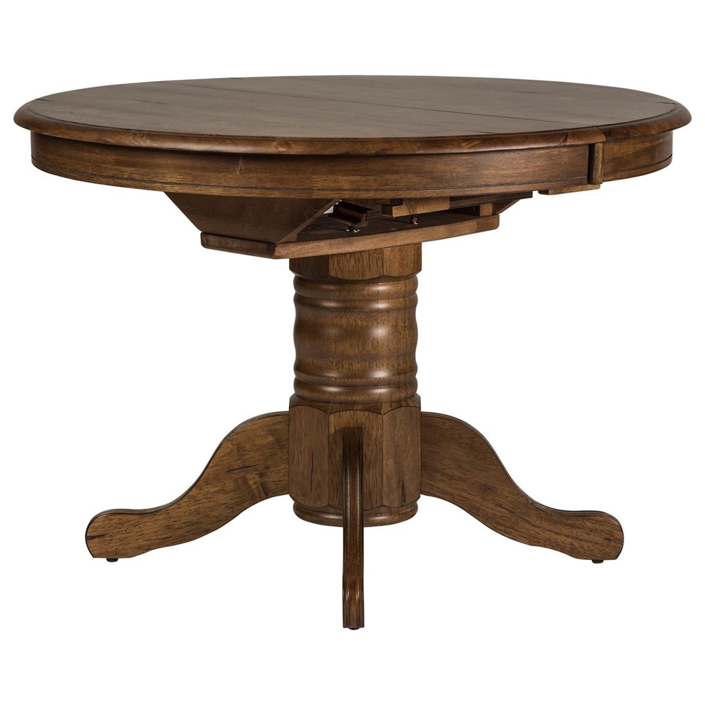 Liberty Furniture Carolina Crossing Transitional Oval Pedestal Dining Table with Table Leaf